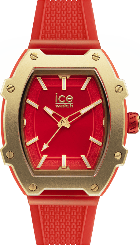 This Ice Watch Ice Boliday - Red Gold Analogue Watch for Women is the perfect timepiece to wear or to gift. It's Red  Tonneau case combined with the comfortable Red Silicone watch band will ensure you enjoy this stunning timepiece without any compromise. Operated by a high quality Quartz movement and water resistant to 5 bars, your watch will keep ticking. Stand out from the crowd with the ICE boliday - Red gold plastic. This red watch with gold detailing is the epitome of fun and daring. This Analogue watch has a  function: Luminous Hands and Luminous Numbers High quality 19 cm length and 19 mm width Red Silicone strap with a Buckle Case measurement: 36 X 47 mm,case thickness: 12 mm, case colour: Red and dial colour: Red
