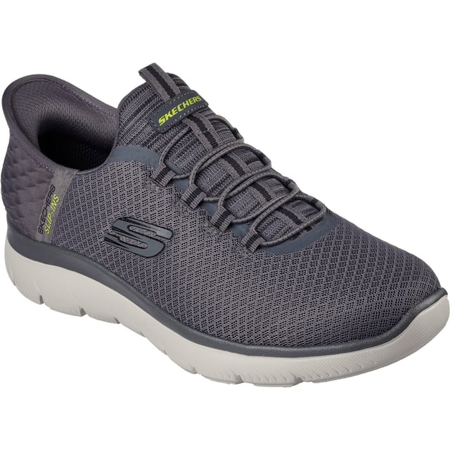 Go handsfree and step into easy-wearing comfort with Skechers Slip-ins: Summits. Featuring a mesh upper with a Skechers Slip-ins heel panel and a cushioned Skechers Air-Cooled Memory Foam insole.