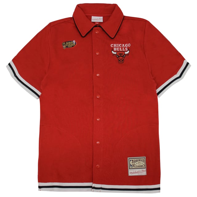 Mitchell & Ness NBA francés Terry disparando Chicago Bulls camisa roja Top Cbured1