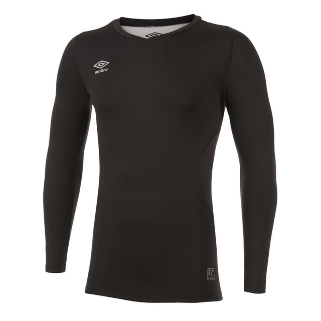 Material: Elastane, Polyester. Fabric: Single Jersey, Stretch. Design: Stacked Logo. Sleeve-Type: Long-Sleeved. Neckline: V Neck. Ergonomic Seams, Flat Locked Seams, Mesh Back Panel, Reflective, Ventilated.