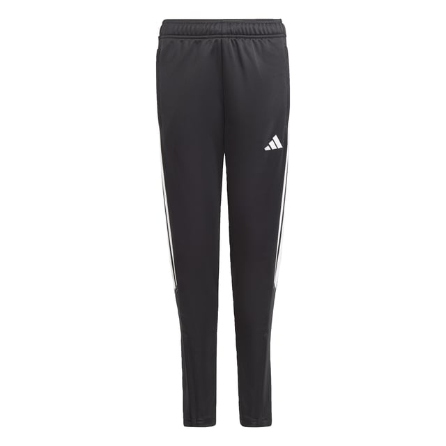 Essential training gear from adidas. Before you hit the pitch for that chilly winter session, layer up in these juniors' Tiro 23 Club football pants. Their slim, streamlined fit and moisture-absorbing AEROREADY will keep you flying through sprints and rondos. Once you reach perfect temperature, ankle zips make pulling them off over your boots a breeze.Made with 100% recycled materials, this product represents just one of adidas' solutions to help end plastic waste.  - Slim fit - Mid-rise elastic waist with drawcord - 100% polyester (recycled) - AEROREADY - Front zip pockets - Ankle zips  Shipped by adidas