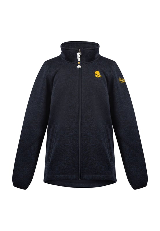 Zacht gebreide buitenkant - verwarmende fleece aan de binnenkant. Deze populaire materiaalsamenstelling van Schmuddelwedda is nu ook verkrijgbaar voor kinderen. Het zachte materiaal is bewegingsvriendelijk en comfortabel, past perfect in de overgangsperiode en is zeer comfortabel om te dragen. Een doorlopende ritssluiting eindigt in een hoge opstaande kraag en een praktische kinbescherming. Ook de gebreide zijkant in gemêleerd met steekzakken zorgt voor een stoere look.  Gebreide fleece jas