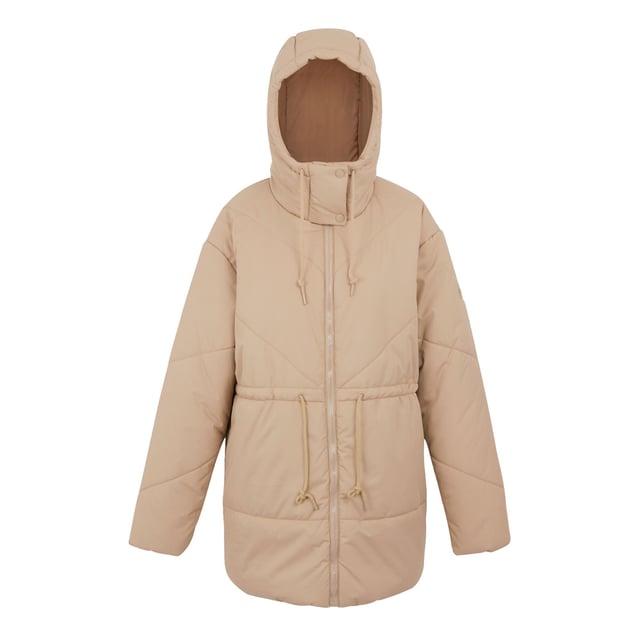 Shell: Polyester. Lining Material: 100% Polyester. Fabric: Baffled, Micro Taslan, Synthetic, Taslan. Lining: Taffeta. Design: Plain. Fabric Technology: DWR Finish, Insulating, Weather Resistant. Neckline: Hooded. Sleeve-Type: Long-Sleeved. Padded, Snug Fit. Cuff: Ribbed. Hood Features: Adjustable, Drawcord, Grown On Hood. Pockets: 2 Lower Pockets. Fastening: Full Zip, Stormflap. Waistline: Adjustable, Drawcord. Sustainability: Eco Friendly, Feather-Free, Made from Recycled Materials. 8 UK: 32 in. 10 UK: 34 in. 12 UK: 36 in. 14 UK: 38 in. 20 UK: 145 in. 22 UK: 48 in. 24 UK: 50 in. 26 UK: 52 in. 18 UK: 43 in. 16 UK: 40 in.