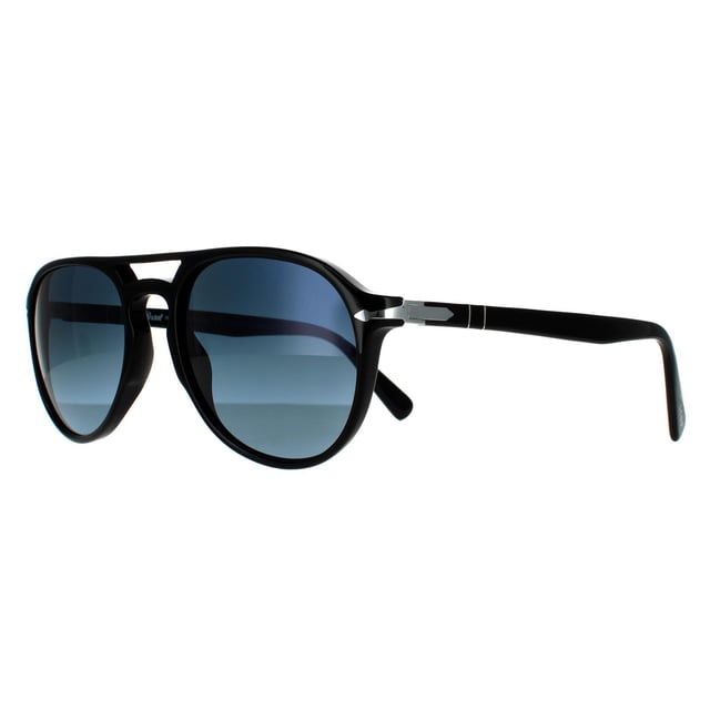 Persol Aviator Unisex Black Blue Gradient Polarized  Sunglasses Persol are a aviator style crafted from lightweight acetate. The iconic silver arrow at the temples ensure brand recognition .Persol's superior quality is guaranteed as they are  handcrafted in Italy with the finest materials available