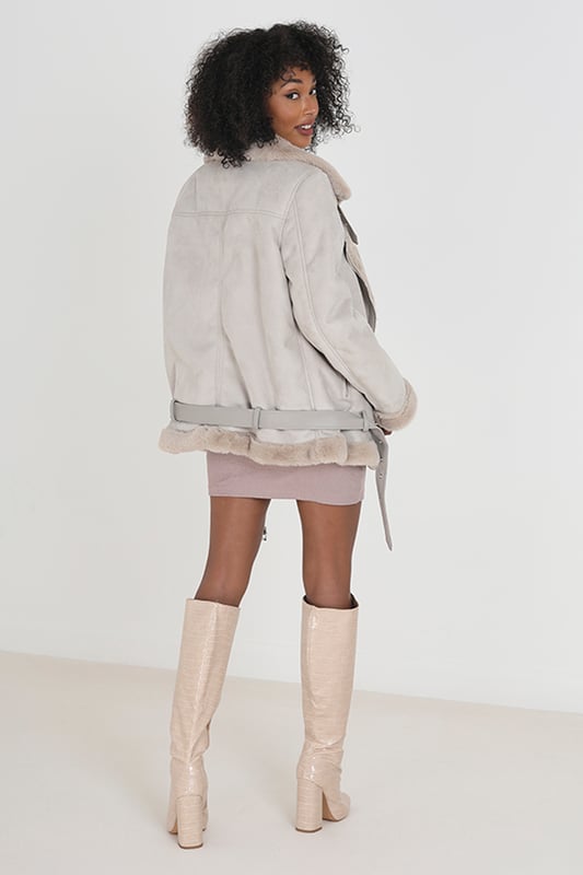 Suedette bonded cheap biker jacket