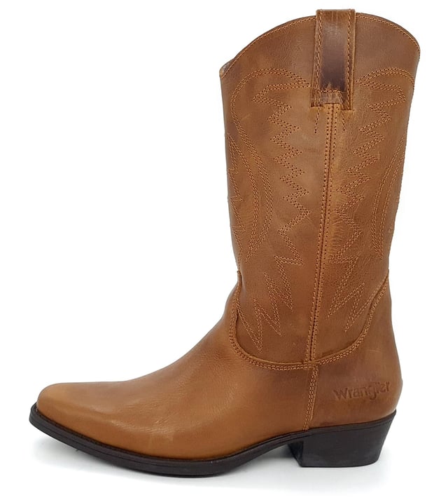 Wrangler Tex Hi Mens Leather Brown Mens Biker Chelsea Cowboy Boots