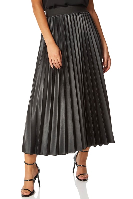 Faux Leather Pleated Maxi Skirt