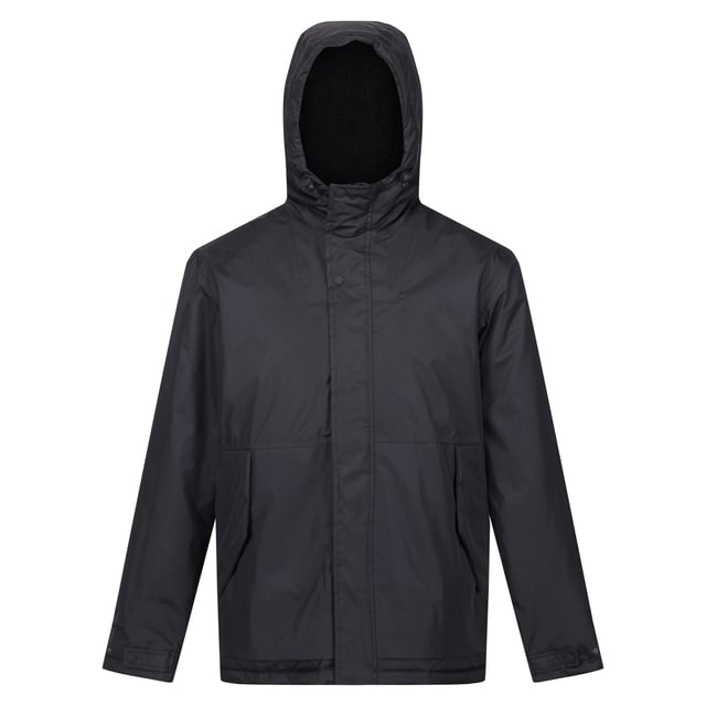 Material: 100% Polyester. Fabric: Hydrafort. Lining: Sherpa Fleece, Taffeta. Design: Logo, Sleeve Patches. Fabric Technology: DWR Finish, Insulating, Quick Dry, Thermo-Guard, Weather Resistant, Windproof. Neckline: Hooded. Sleeve-Type: Long-Sleeved. Cuff: Stud. Taped Seams. Hood Features: Grown On Hood, Toggle Adjuster. Pockets: 2 Lower Pockets, Handwarmer, Inner, Zip, Flap Closure. Fastening: Full Zip, Stud. Hem: Adjustable. Sustainability: Made from Recycled Materials.
