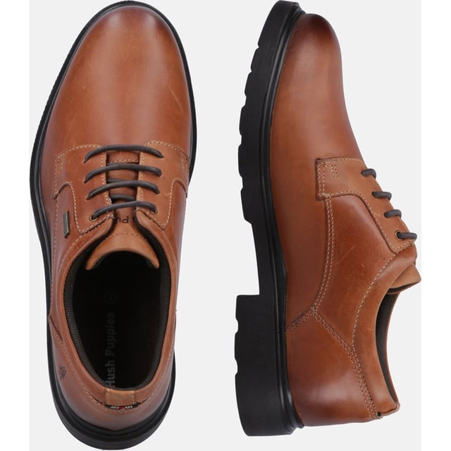 Hush Puppies Pearce Leather Men's Tan Lace-Up Shoes Combining Style and Protection; the Pearce Lace Up offers a breathable textile lining whilst its waterproof quality leather help to keep feet dry and comfortable all day. Its durable PU Sole unit offers long lasting wear