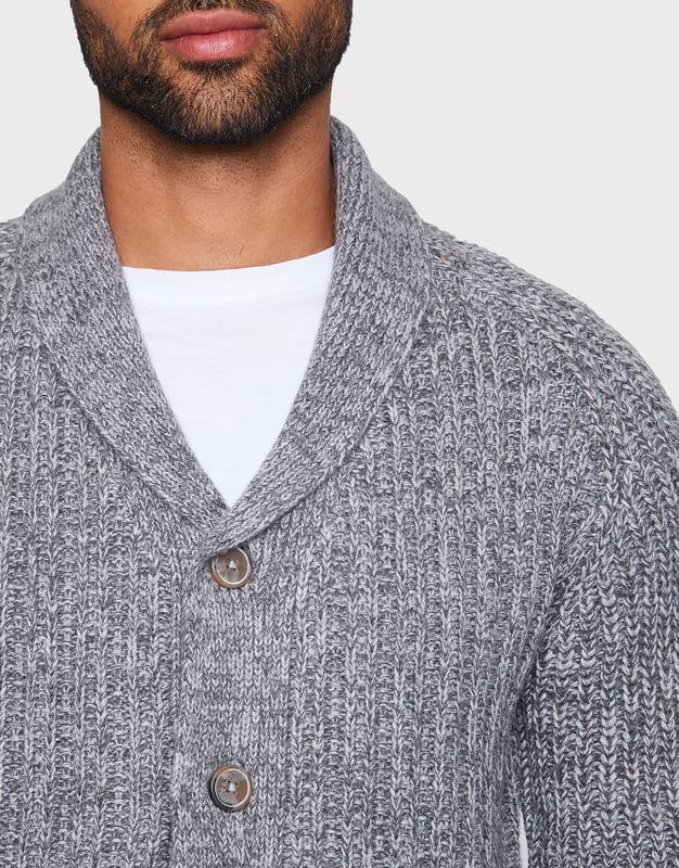 Light Grey Apollo Wool Blend Shawl Collar Cardigan