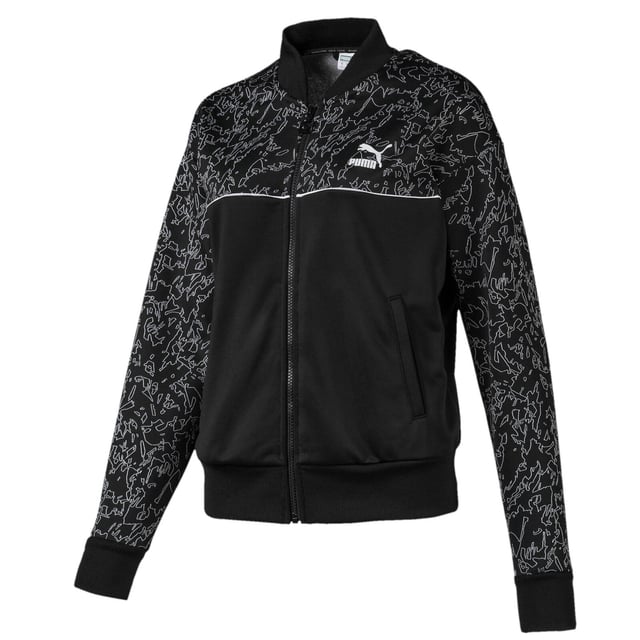 Puma Womens Classics Sweat Jacke AOP Reißverschluss auf Spur Top Black 595216 01