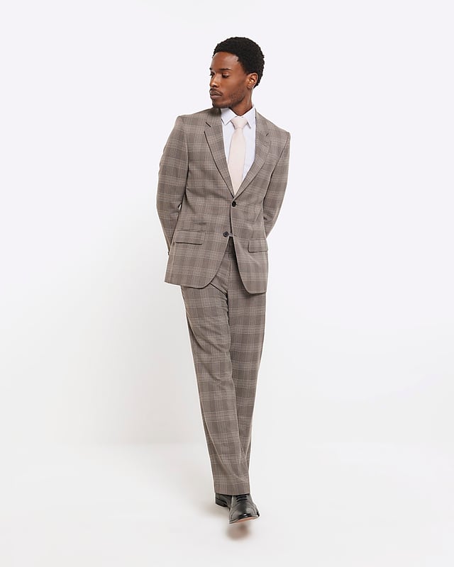 Slim fit, Check print, Belt loops, Side slip pockets, Concealed zip and button fastening, Our model wears a UK 32 regular and is 186.5cm/6'1.5'' tall, Part of a 3 piece suit