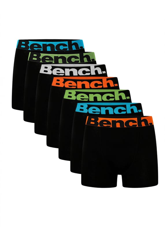 These 7-pack 'Diego' boxers from Bench are great for updating your wardrobe essentials. Made from a cotton blend for all-day comfortable wear, they feature an elasticated waistband. Other colours and packs are available.
