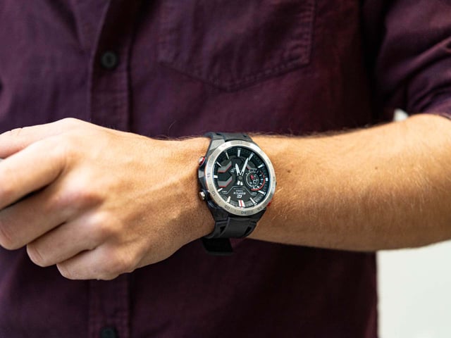 This Casio Edifice Analogue-Digital Watch for Men is the perfect timepiece to wear or to gift. It's Black 44 mm Round case combined with the comfortable Black Plastic watch band will ensure you enjoy this stunning timepiece without any compromise. Operated by a high quality Quartz movement and water resistant to 10 bars, your watch will keep ticking. This sporty and trendy watch is a perfect gift for New Year, birthday,valentine's day and so on. This Analogue-Digital watch has a Calendar function: Day-Date , Bluetooth , Solar Powered , Stop Watch , Worldtime and Countdown High quality 21 cm length and 24 mm width Black Plastic strap with a Buckle Case diameter: 44 mm,Case thickness: 12 mm, Case colour: Black and Dial colour: Black