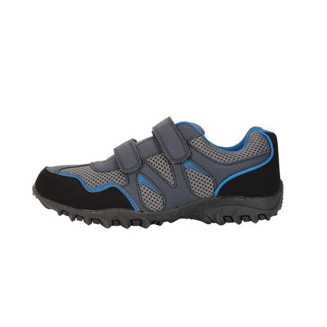 Upper: Mesh. Midsole: EVA (Ethyl Vinyl Acetate). Outsole: High Traction Grip, Non Marking. Breathable, Lightweight. Low Heel. Cut: Low. Design: Contrast Trim, Logo. Toe Style: Round. Fastening: Hook and Loop Fasteners.