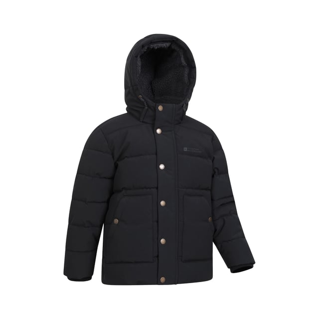 100% Polyester. Lining: Borg, Supersoft. Filling: Microfibre. Design: Logo, Quilted. Trim: Elastane, Polyester. Fabric Technology: DWR Finish, Insulating, PFC Free, Water Resistant. Chin Guard, Padded. Cuff: Elasticated, Ribbed. Neckline: Hooded, Standing Collar. Sleeve-Type: Long-Sleeved. Hood Features: Drawcord, Sew-On. Pockets: 2 Side Pockets, Buttoned. Fastening: Front Zip, Popper. Sustainability: Environmentally Friendly. 5-6 Years: 24 in. 7-8 Years: 26 in. 9-10 Years: 28.5 in. 11-12 Years: 30.5 in. 13 Years: 33 in.