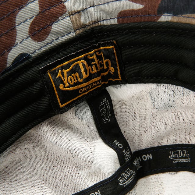 Bucket Hat crafted from durable cotton twill for a stylish and breathable fit. Features the iconic Von Dutch logo embroidered on the front for a bold statement. Perfect for casual wear and everyday style.