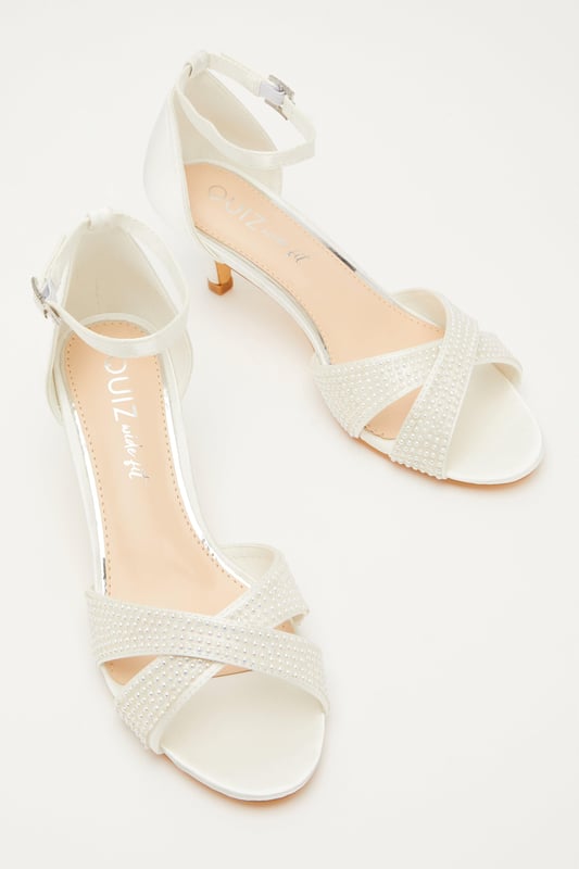 Bridal Wide Fit White Heeled Sandals
