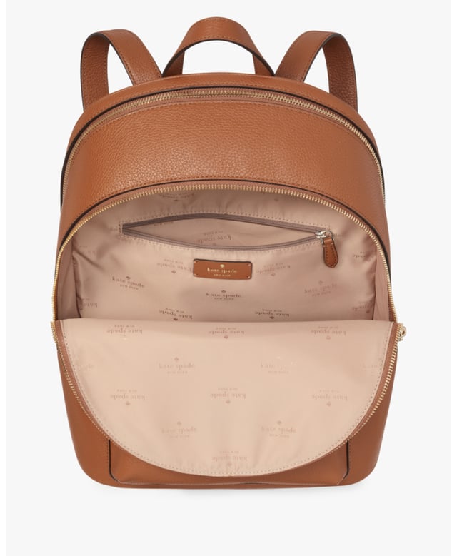 Lena Pebbled Leather Double Zip Dome Backpack, Back Zip Pocket, Front Zip Pocket,  Length: 14.50 Cm,  Width: 37.00 Cm,  Height: 29.50 Cm