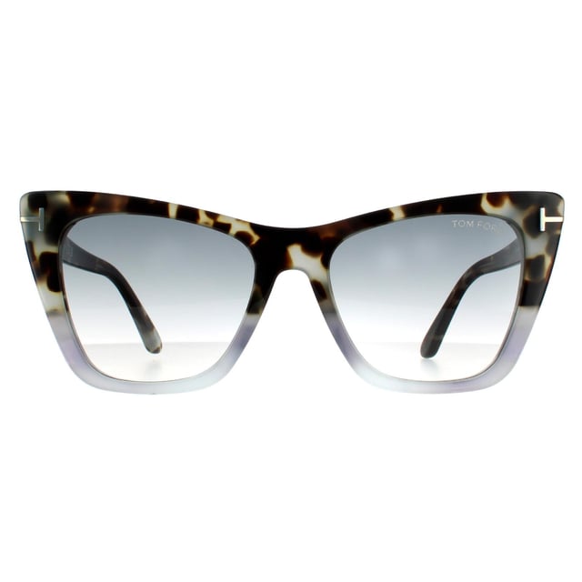 Tom Ford zonnebril Poppy FT0846 55B Gekleurde Havana Gray Gradiënt zijn een sterk gewaagd frame met het iconische T-Bar Metal Accent gewikkeld rond de tempel die de kattenooglift verder naar de hoeken accentueert.