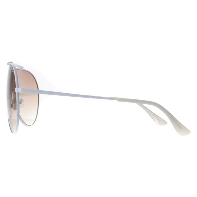 Guess Shield Womens White Brown Gradient GF0370  Sunglasses are a fashionable shield frame shape, exuding a sense of timeless elegance. The frame is crafted from high-quality metal, known for its durability and lightweight feel, ensuring long-lasting comfort throughout the day.