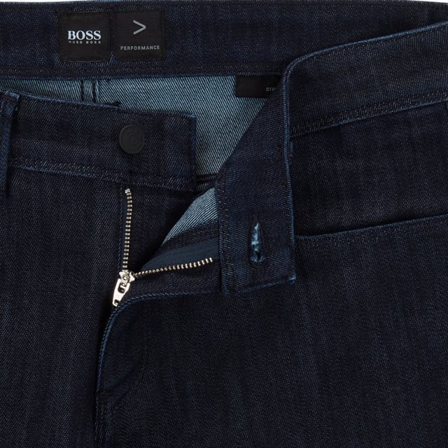 Mens Boss Delaware3 Slim-Fit Jeans in navy.- Zip fly and button fastening.- 5 pocket design.- BOSS logo patch on the rear.- Slim fit.- Ref: 50467703413