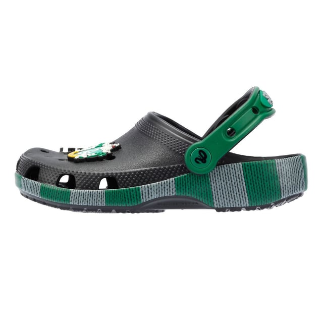 Inspired by Harry Potter’s Slytherin House scarf in green and grey, these Classic Clogs are lightweight, water-friendly, and buoyant. Featuring breathable ventilation ports and pivoting heel straps for a secure fit, they're perfect for fans seeking style and comfort. Customisable exclusive Slytherin-inspired Jibbitz™ charms.