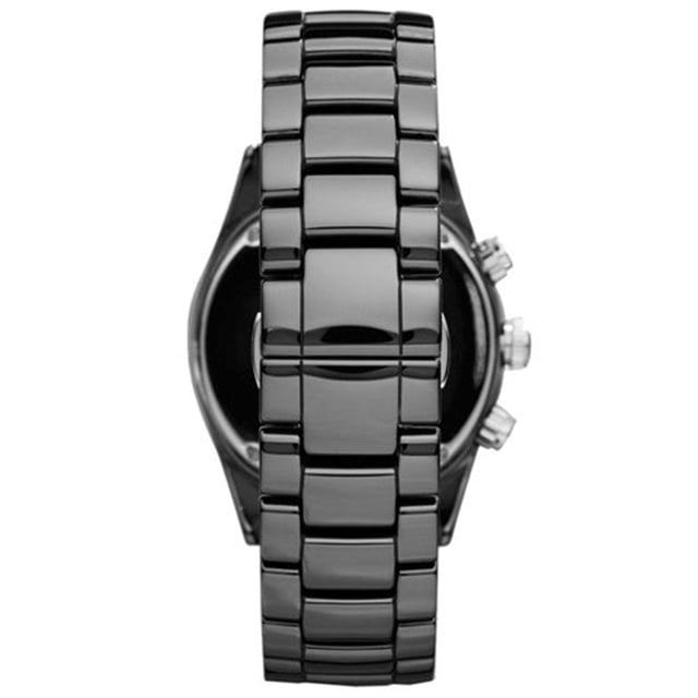 Japanese Made Quartz Chronograph Movement. 43mm x 11mm Black Polished Ceramic Case. Solid Stainless Steel Caseback and Crystal Set Bezel. Push-Pull Crown. Black Mother of Pearl Dial. Luminous Stainless Steel Hands and Arabic Numbered Indexes. Date At 4 O'Clock. 3 Sub-Dials. 21mm Width Black Ceramic Bracelet with Hidden Deployment Clasp. Water Resistant to 30 Meters 3ATM. This watch is , comes with the correct Box and Paperwork and 2 Years International Warranty.