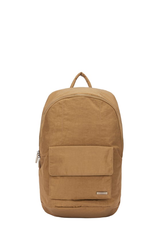 The Zip Around Nylon Backpack is the go-to bag for everyday essentials. The classic silhouette is cut in our signature nylon featuring a flap over zip pocket to the front. Inside features a 15” padded laptop sleeve with additional internal pockets for organised storage. Features: , Zip top opening, Front flap over zip pocket, Rear zip pocket, SMITH & CANOVA antique brass logo, Branded antique brass zips, Padded grab handle, Adjustable padded backpack straps, Internal 15 inch padded laptop sleeve, Internal zip pocket, 2 Internal mobile phone slip pockets - fits normal and plus size smart phones, 2 Internal pen slip pockets Style Ref: 92681 TAN