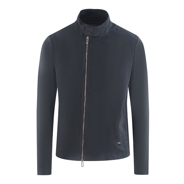 Armani blue cheap leather jacket