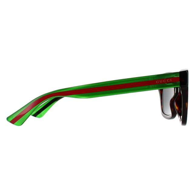 Gucci Rectangle Mens Havana Green Grey Grey Sunglasses Gucci have a smart square style frame crafted from thick acetate. Versatile and easy to wear for any occasion with Gucci text branding on each temple..