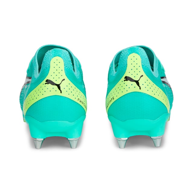 PRODUCT STORY: ULTRA - Not even you knew you could be this fast. Turn seconds into records with the ULTRA ULTIMATE football boot. Lighter means quicker, so the ULTRAWEAVE upper material makes every gram and every second count. The dual-density SPEEDPLATE tooling is inspired by PUMA’s track running heritage (fast), made of high-performance PEBA material (light), and optimized for direct-speed stability and propulsion (sweet). Ultra-light. Ultra-fast. ULTRA ULTIMATE. FEATURES & BENEFITS : Recycled content: The upper of this shoe is made with at least 20% recycled materials as a step towards a better future; ULTRAWEAVE: Ultra-light, engineered fabric with a structured, 4-way stretch that reduces weight and friction. Built for athletes looking to increase speed and strength; PWRTAPE: Targeted upper reinforcement for support and durability; SPEEDPLATE: Dual-density outsole for next-level traction and propulsion.DETAILS : Lightweight removable sockliner with NanoGrip technology keeps the foot from slipping inside the boot; MxSG: Mixed soft ground outsole; Suitable for use on soft natural surfaces.