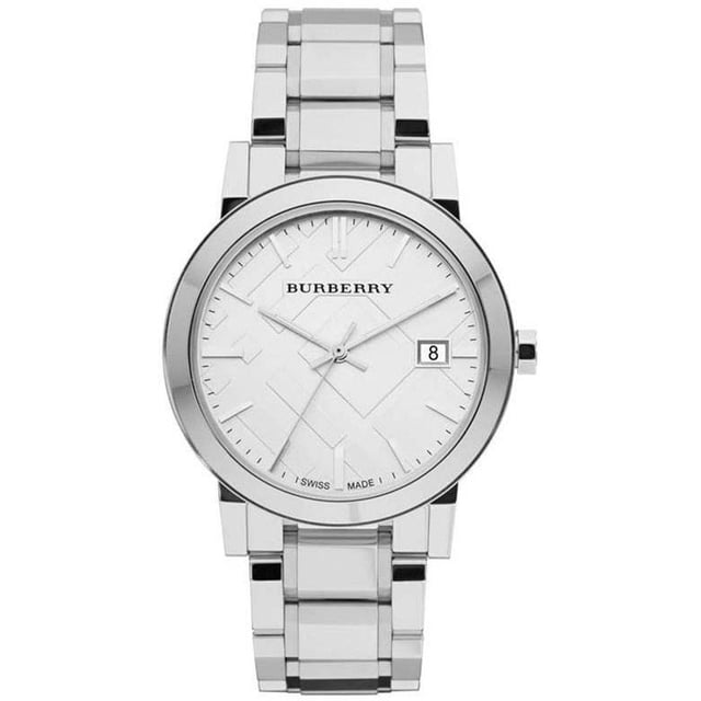Specification Details Brand Burberry Model BU9000 Barcode Number 822138032971 Gender Unisex Case Diameter 38 mm Case Material Stainless Steel Case Colour Not specified Dial Colour Silver Band Material Stainless Steel Band Colour Not specified Movement Quartz Chronograph No Water Resistance 5 ATM