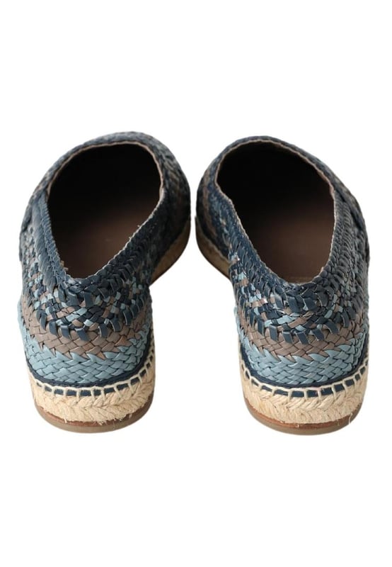 Merk: Dolce & Gabbana
  Model: Espadrille schoenen
  Kleur: Blauw Grijs
  Materiaal: 100% leer
  Leren zool
  Logo details
  Vervaardigd in Italie