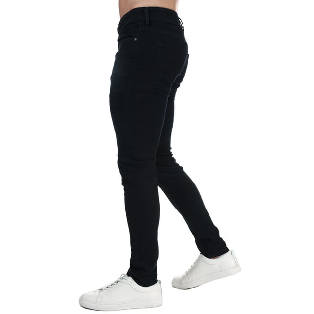 Mens Diesel Sleenker -X Skinny Fit Jeans in navy.- 5-pocket construction. - Full branded button fly.- Six belt loops on the waistband.- Top stitch detail.- Branded strip across small pocket.- Signature Diesel logo patch on the reverse right side of the waistband.- Skinny fit. - 98% Cotton  2% Elastane.- Ref: 00SWJE0095X01