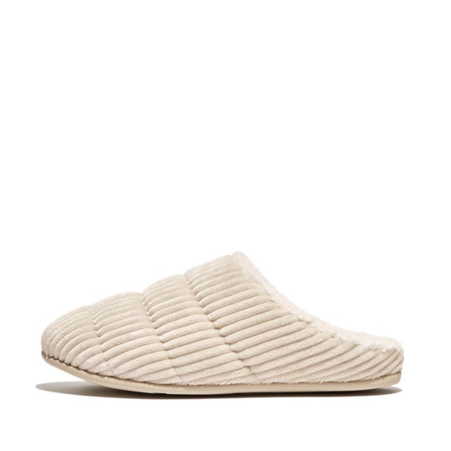 Dames Fit Flop Chrissie Fleece gevoerde corduroy pantoffels in ivoor.- Polyester bovenkant.- Slip on sluiting.- Anatomisch gevormd voetbed.- Behaaglijk zachte fleece voering.- Rubberen zool.- Ref: GQ3892