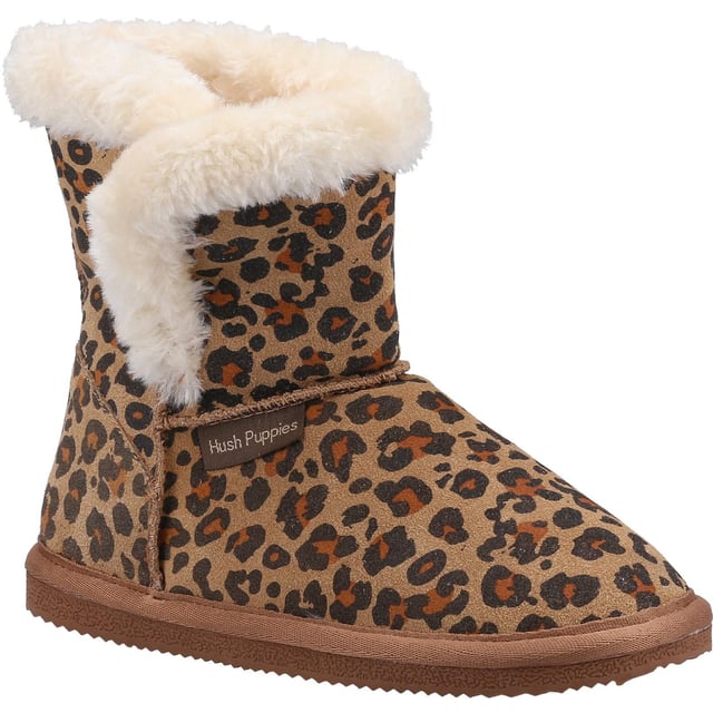 Upper: Suede. Lining: Faux Fur. Outsole: Flexible, TPR. Hardwearing, Lightweight. Flat. Design: Label, Leopard Print, Logo. Fastening: Slip-on.