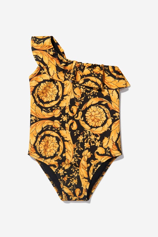 Versace Baby Girls Barocco Swimsuit in Black