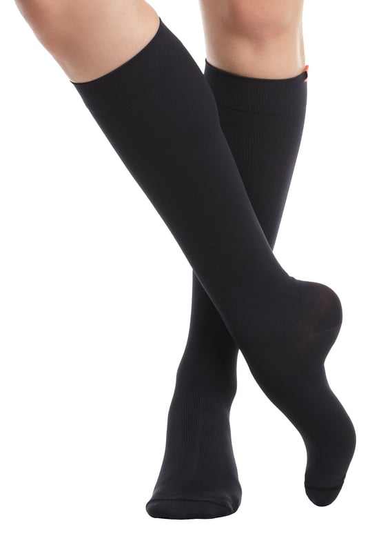 Energize your legs! Using integrally-knit graduated compression, these compression socks apply therapeutic pressure that starts at the ankle and gradually eases above. It’s this external pressure that energizes your legs and Reduces Swelling. These socks have a 20-30 mmHg compression level that is ideal for all-day, everyday wear, sitting or standing for long periods. High-quality premium cotton fibers and Spandex throughout the sock allow for sustained compression throughout the day. Alleviate achiness & heaviness by squeezing the legs from the bottom up, our legwear can help increase circulation of freshly oxygenated blood back to your legs. These are made for people with circulation problems and also ideal for flight travel, pregnancy, exercising, when sitting or standing for long periods of time and even during visits to hospital. These socks are specially designed to energise legs, reduce swelling, alleviate achiness & heaviness and to aid in muscular recovery. The specially designed fabric cotton blends and The 200-needle count gives supreme comfort and flexibility which contours leg and heel for superior fit. These socks are comfortable and breathable with graduated compression from ankle to calf with a contoured leg and heel for a great fit. The flexible toe pocket doesn’t squeeze the toes! They are also the extra wide style to fit comfortably around the wider legs and calves. Tested & Trusted: Based out of Missoula, Montana, VIM & VIGR is dedicated to creating products that provide you with everyday relief. VIM & VIGR graduated compression legwear was developed in partnership with vascular surgeons and vein clinics and all products are listed with the Food and Drug Administration (FDA). These compression socks are available in 8 colours and 3 sizes: Small/Medium, Medium/Large and Large/X-Large. They’re made out of 48% Cotton, 42% Nylon, 10% Spandex (Latex-free).