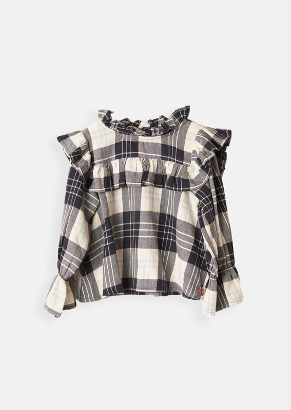 Check me out! This scrumptious ruffle detail check blouse will be your go to this season - wear with our denim kick flares for the ultimate 70s inspired outfit .  . About me: 100% Cotton. Look after me: Think planet. wash at 30c.