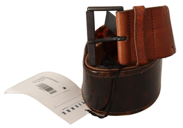 Brand new with tags
  Crafted from dark brown leather
  Vintage-tone hardware
  Buckle fastening
  Adjustable design
  Made in Italy
  Solid pattern
  Logo details
  Adds a touch of sophistication
  Elevate your style