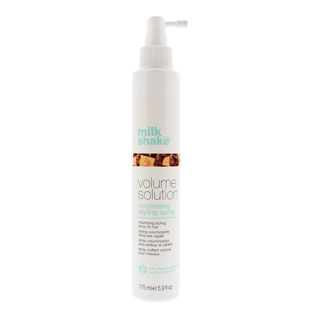 Milk_Shake Volume Solution Styling Spray is a stylising product that has been designed for limp and lifeless hair. The spray body, definition and support to hair providing it with structure and a vibrant shine, without weighing it down. The spray is incredibly versatile, and can be used for styling with blow dryers, rollers, curling iron, flat iron or freehand.