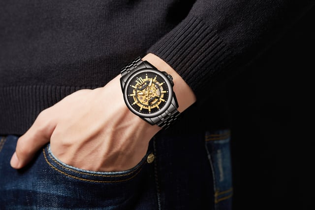 Hand assembled anthony james limited edition men's skeleton watch deals