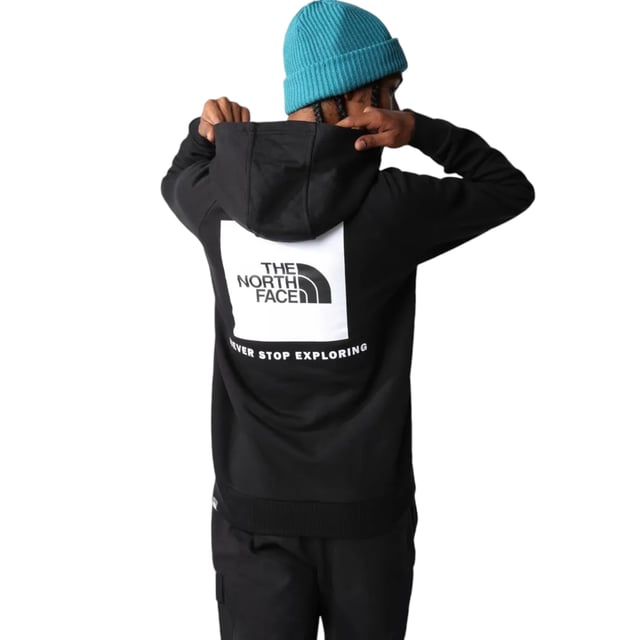 The north face raglan red box hoodie black hot sale