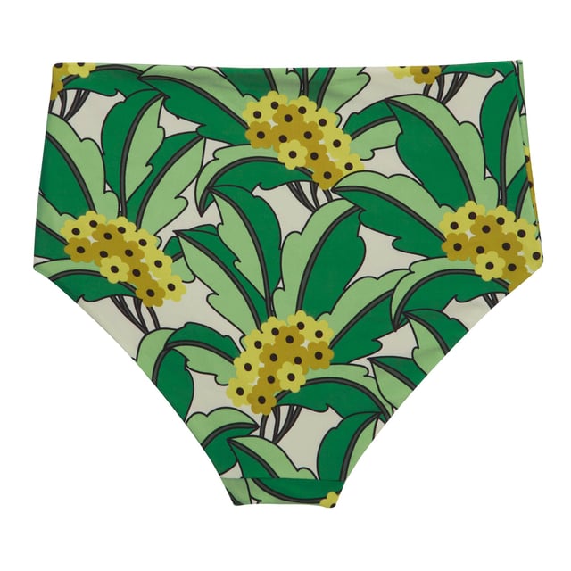 85% Polyester, 15% Elastane. Fabric: Stretch. Design: All-Over Print, Plain Reverse, Tropical. 200gsm. Fastening: Pull-On. Neckline: Scoop. Back Style: Scooped Back. Waistline: Elasticated, High Rise. Contents: 1 Bikini Bottoms, 1 Bikini Top. Sustainability: Made from Recycled Materials.