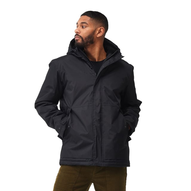 Material: 100% Polyester. Fabric: Hydrafort. Lining: Sherpa Fleece, Taffeta. Design: Logo, Sleeve Patches. Fabric Technology: DWR Finish, Insulating, Quick Dry, Thermo-Guard, Weather Resistant, Windproof. Neckline: Hooded. Sleeve-Type: Long-Sleeved. Cuff: Stud. Taped Seams. Hood Features: Grown On Hood, Toggle Adjuster. Pockets: 2 Lower Pockets, Handwarmer, Inner, Zip, Flap Closure. Fastening: Full Zip, Stud. Hem: Adjustable. Sustainability: Made from Recycled Materials.