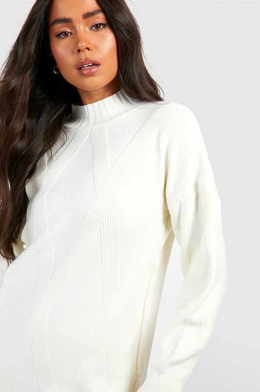 Petite Roll Neck Knitted Jumper Dress