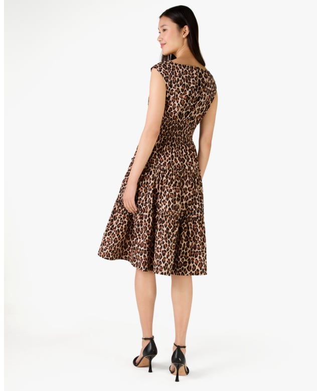 Spotted Leopard Blaire Midi Dress,  Length: 110.00 Cm