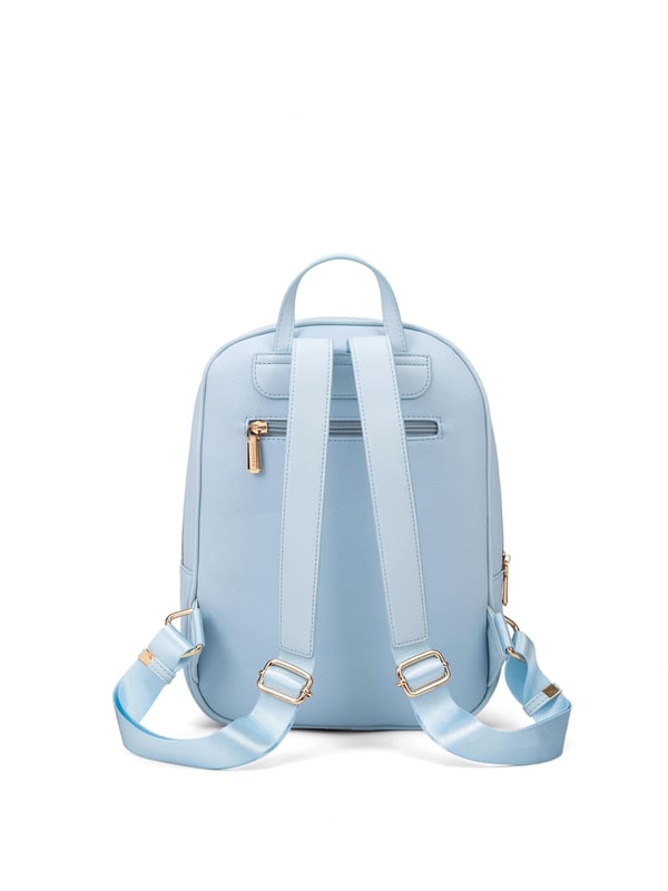 Damenrucksack mit Reißverschluss. eine Innentasche mit Reißverschluss und zwei offene Innentaschen. Eine Vorderseite mit Reißverschluss und eine Rückseite mit Reißverschluss-Außentaschen. fehlender Schultergurt. Im PU-Griff. ein Innenfach.  Außenmaterial. Innen ungefüttert. Maße: 23x34,5x11 cm. Modeprodukt