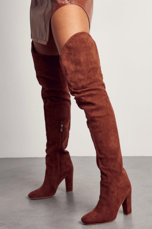 Thigh high boots tan suede deals